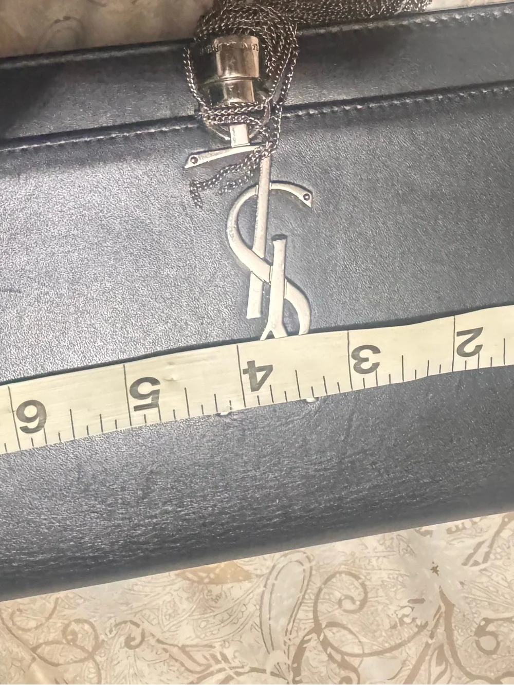 Yves Saint Laurent Black Leather Crossbody with Gold YSL Logo